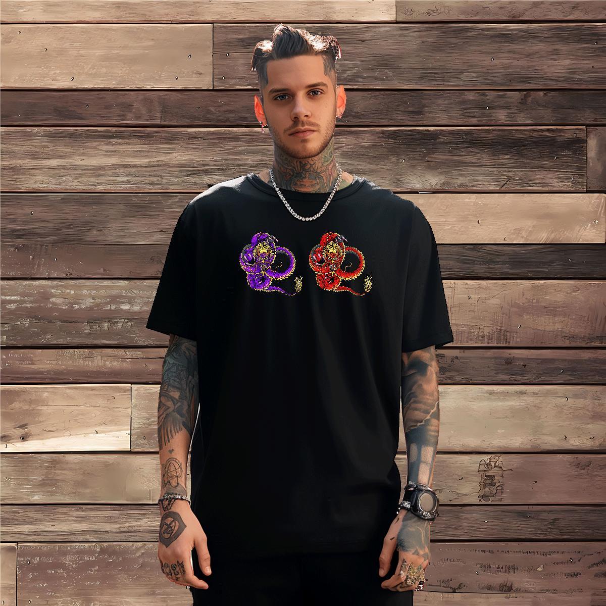 Cool dragon T Shirt For Man Casual Couples T Shirts 230g Pure Cotton 2024 Summer Breathable Short Sleeve Custom Print Plus Size Polos