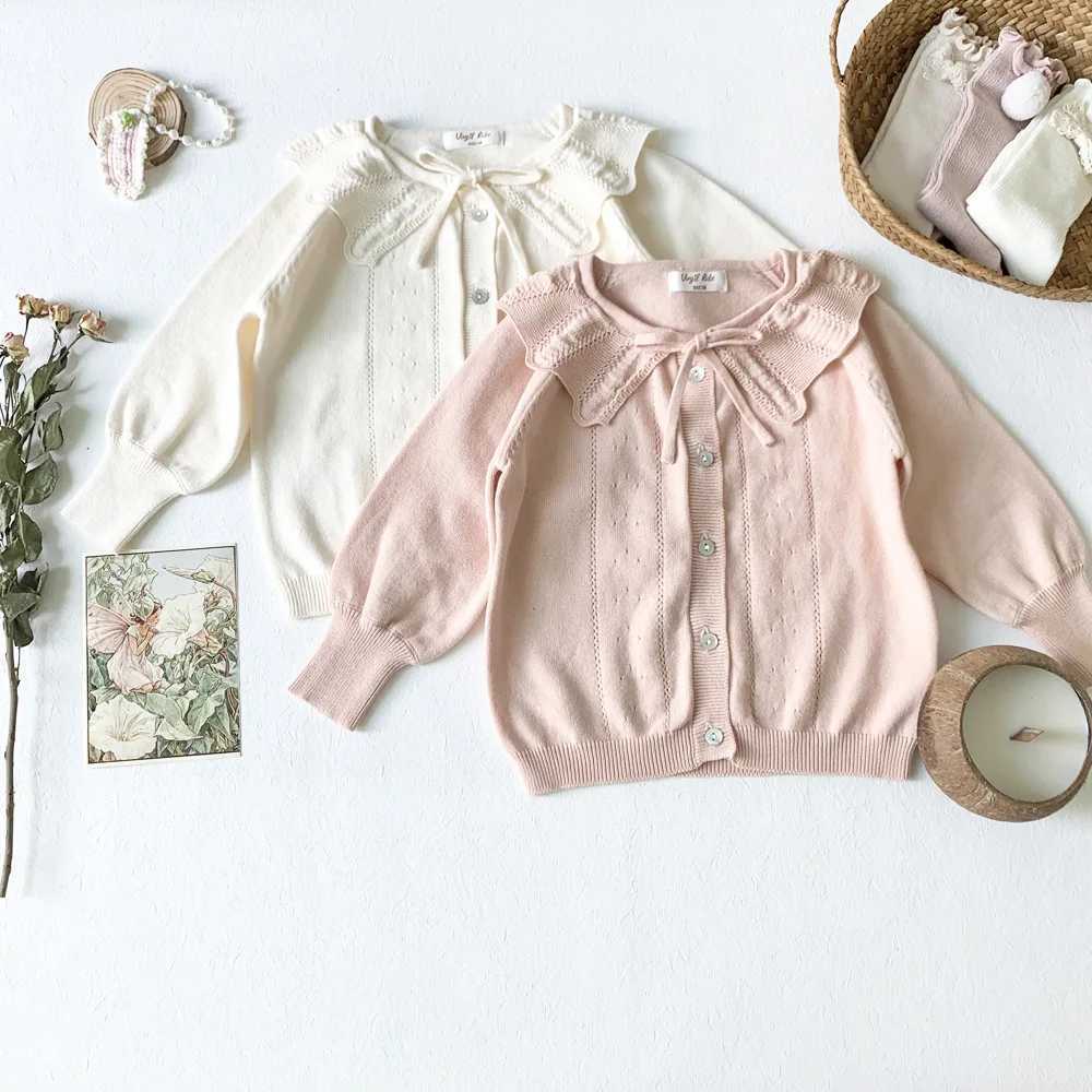 Baby Girls Cotton Knitted Coat Girl Pink Sweet Cardigan Toddler Kids Autumn Winter Clothing 2-7YXJ240819