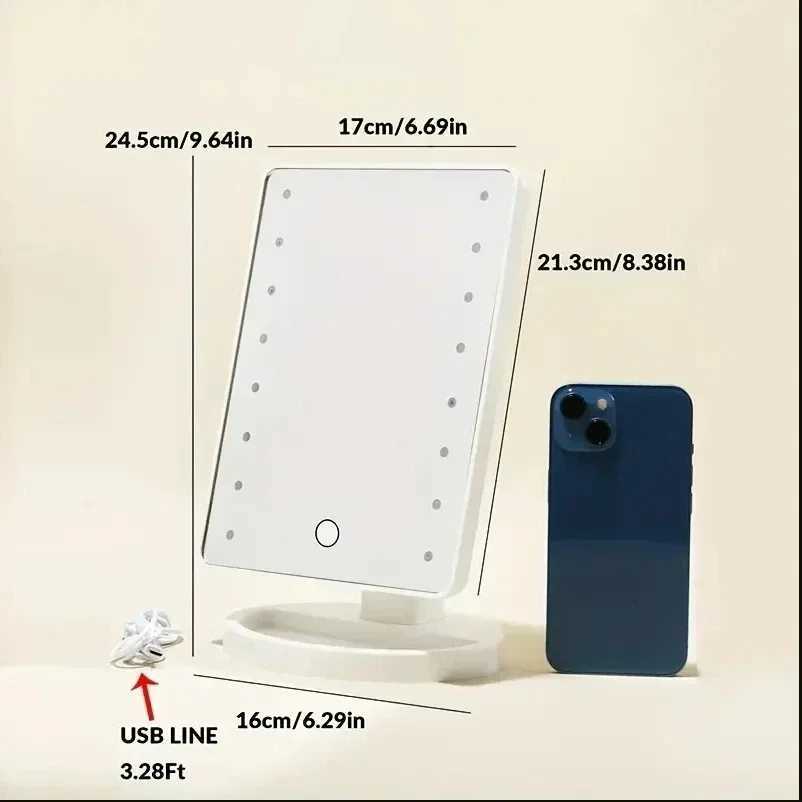 16 LED Makeup Mirror Table Type Single Side Portable Desktop Beauty Mirror Student Dormitory with Light Makeup Rotating Storage Y240819