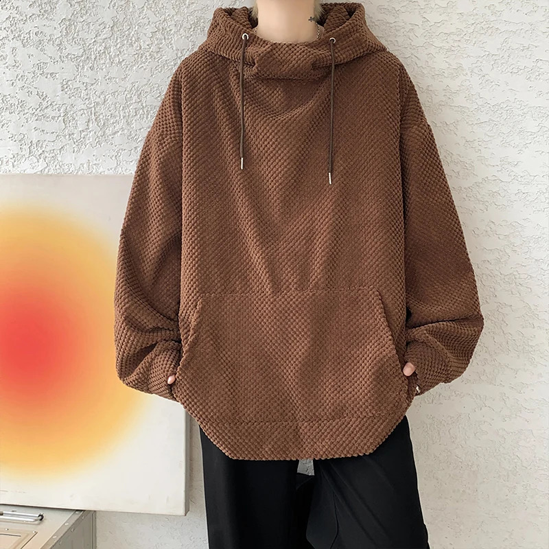 Harajuku Corduroy Hoodies Men High Quality Streetwear Loose Y2k Hip Hop Hooded Sweatshirts Couple Clothing Female Pullovers 240819