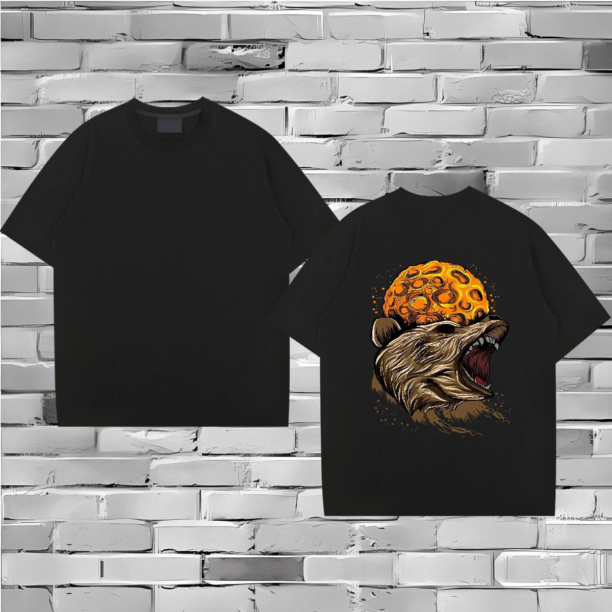 New Couples T Shirts cool Casual Beach 230g Pure Cotton Tshirts Breathable Loose T Shirt For Man Cartoon Printing L-4XL