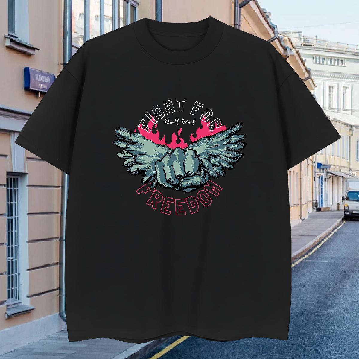 T-Shirts for Men 100% Cotton 230g wing Daily Wear Breathable Customized Men Tops Tees Stylist Popular Tee Shirt