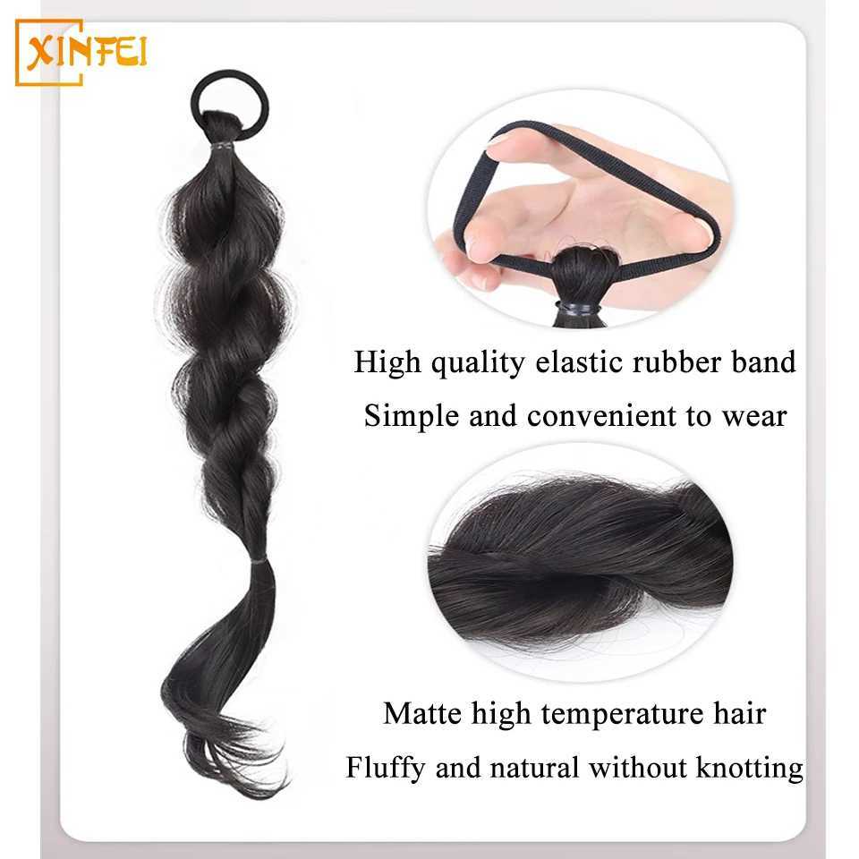 Synthetic wig ponytail female 18 inch cartoon bubble braid double ponytail fluffy sweet twisted braid fake ponytail W240817