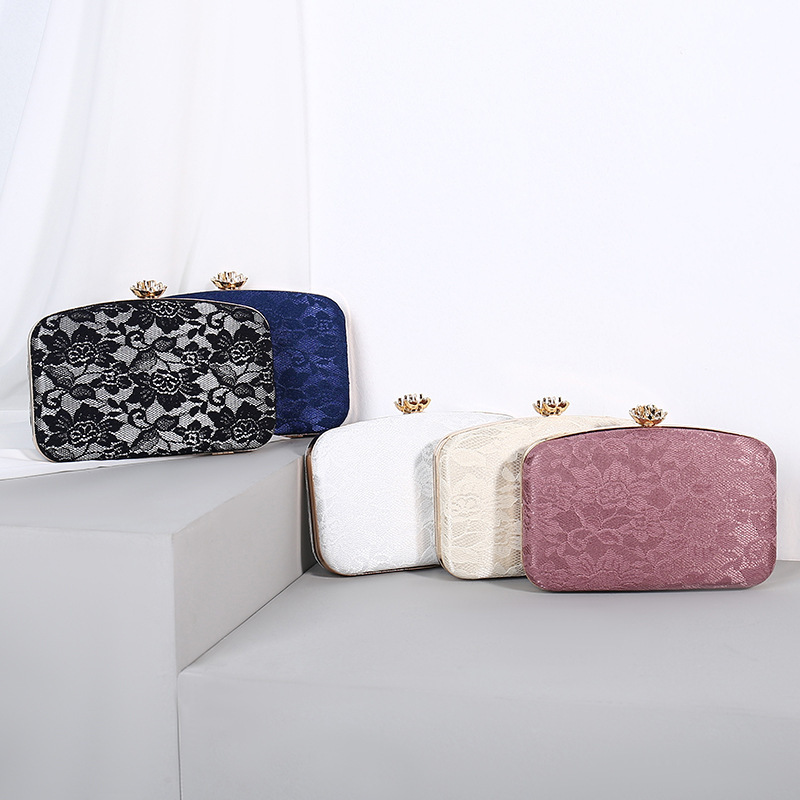2024 New Handheld Women's Banquet, Elegant Elegance, Water soluble Lace Banquet for Women, Small Square Bag