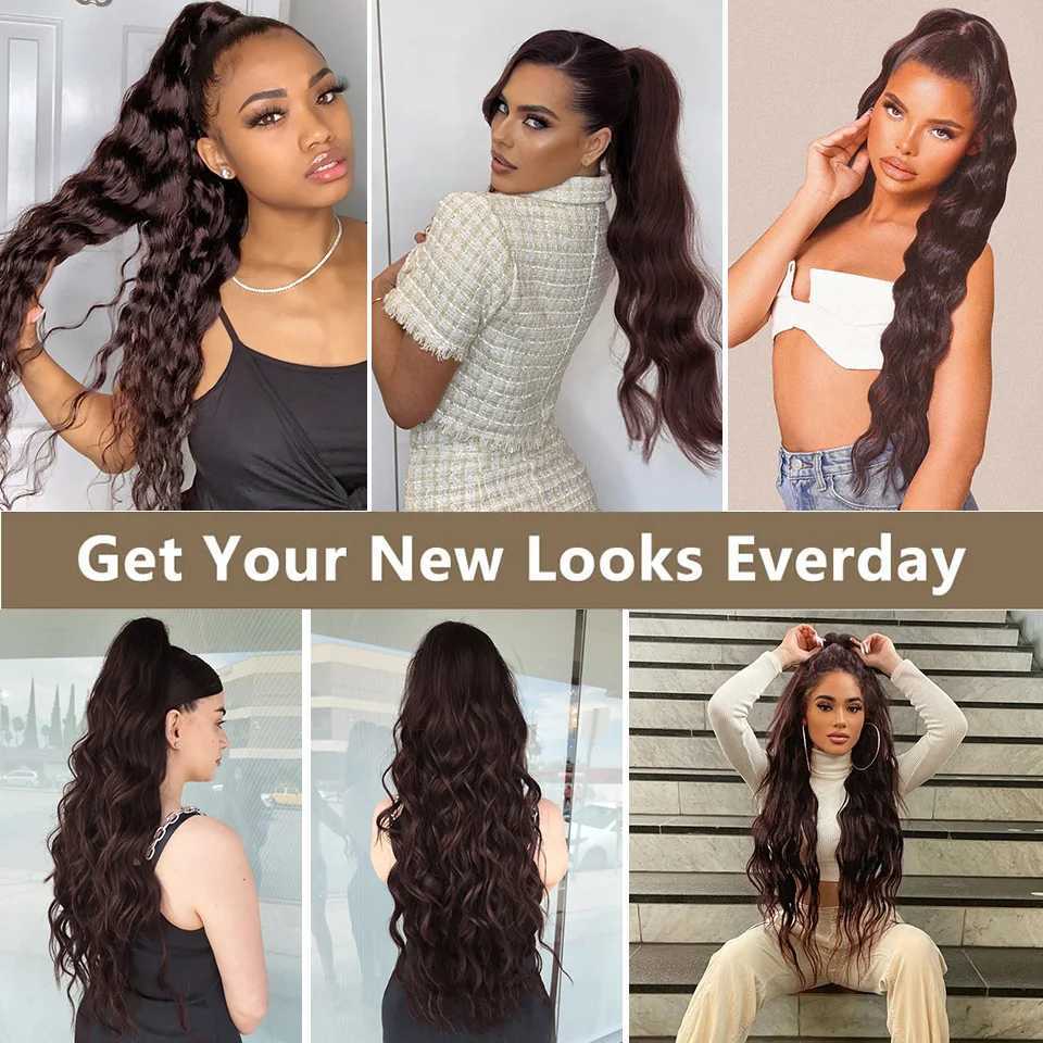 I am a Wig with long wavy hair extensions suitable for women wrapped in clips ponytail hair extensions hot Reistan W240817