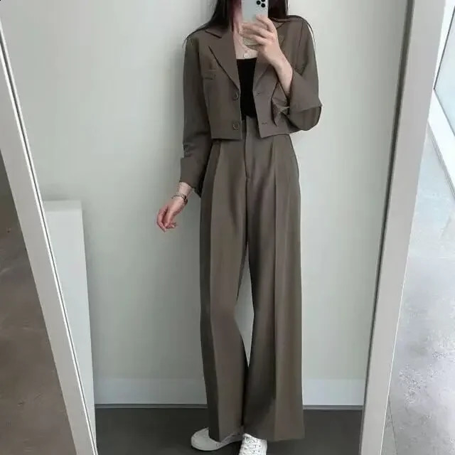 3 Pieces Women Western Pants Sets Spring Autumn Solid Korean Clothing Simple Long Sleeve Cardigan Coat Fashion Femal Casual Suit 240819