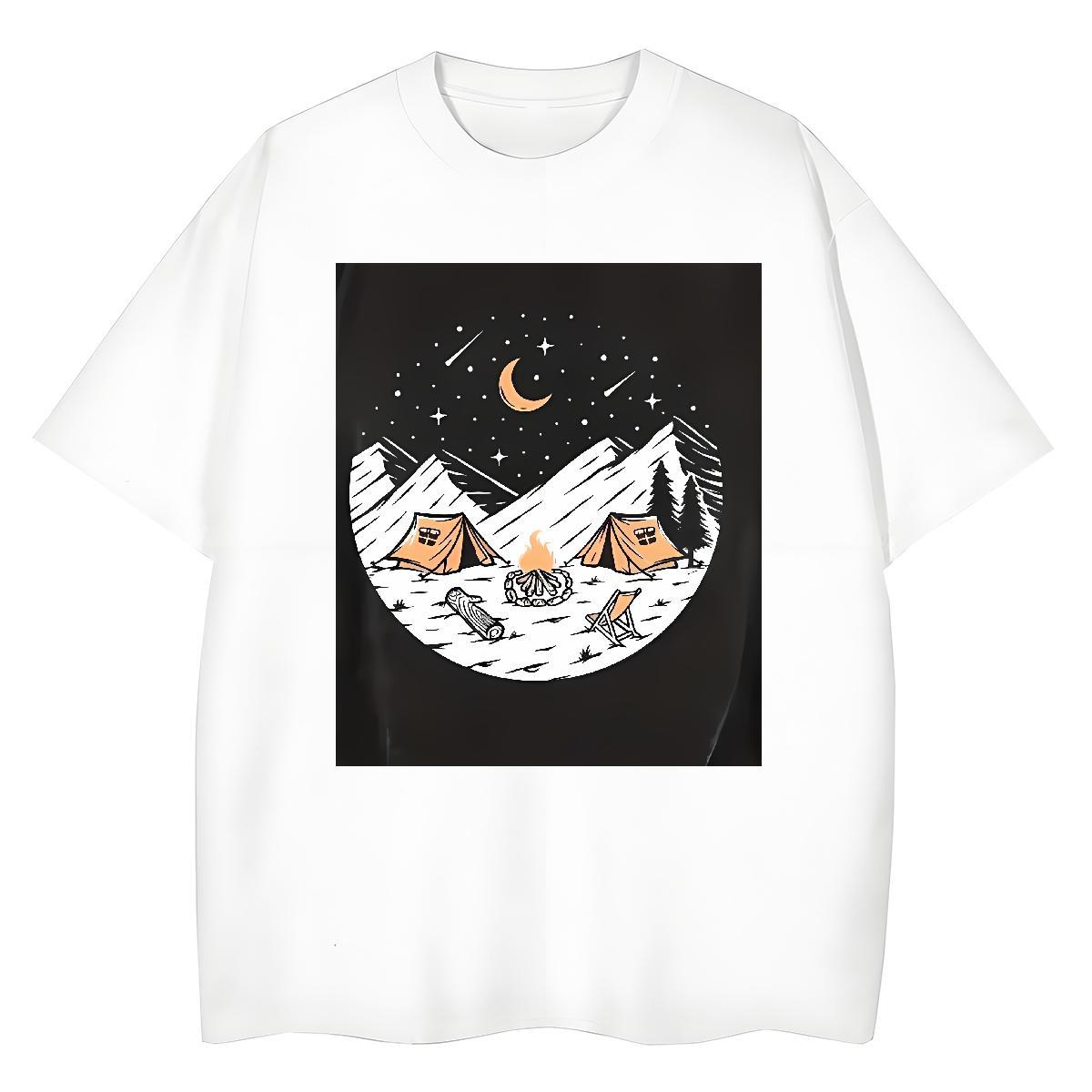 Casual New Lady T shirt Spring Summer Comfortable Tops Loose fit 100% Cotton 230g mountains Custom Print Plus Size T-Shirts