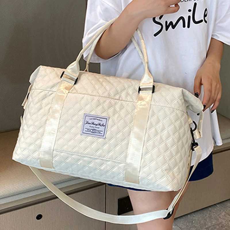 Travel Bag Fitness Sports Crossbody Bag Large Capacity Oxford Plaid Print Handbag Gym Outdoor Training Storage Supplies NEW CL240820