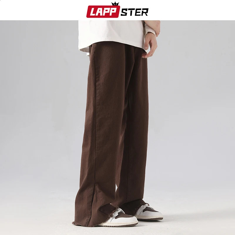 LAPPSTER Y2k Baggy Stacked Jeans Pants Black Low Rise Denim Pants Vintage Korean Fashions Japanese Streetwear Damaged Jeans 240819