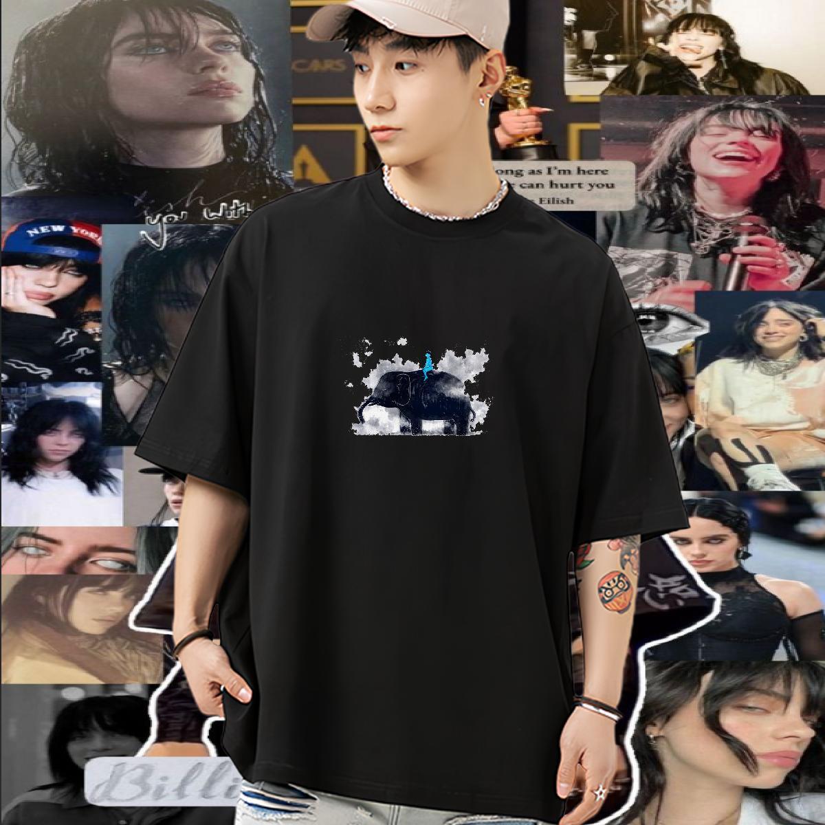 New Arrival Men Clothes T-Shirt Elephant Street 230g Cotton Polos Short Sleeve O-Neck Wholesale T shirt Cartoon Print