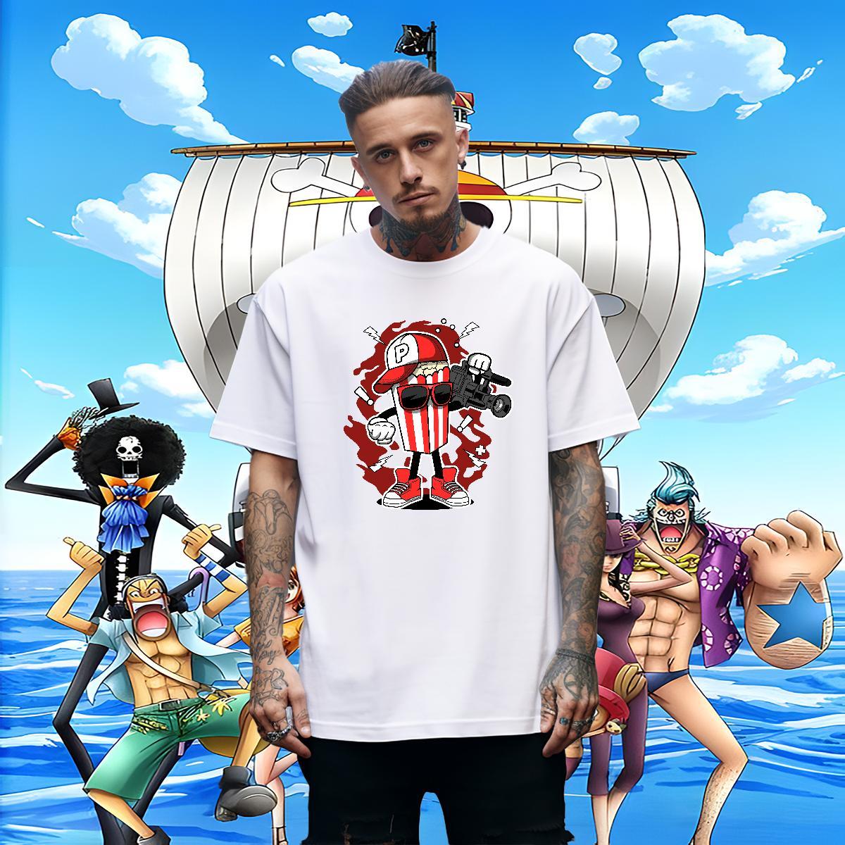 Unisex Men Tees Hip Hop Street 230g 100% Cotton Cartoon Printing L-4XL Breathable Short Sleeve camera Men T Shirts New Polos