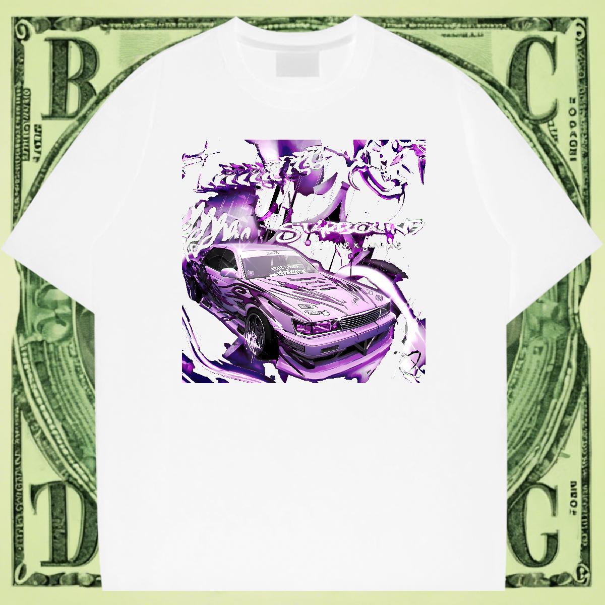 Cool Design Men Tshirts Hip Hop 230g Pure Cotton Anime Breathable Short Sleeve car T Shirts Men DIY Tee Shirt