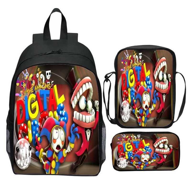 The Amazing Digital Circus Backpack Cartoon Anime Pomni Caine Printed Child Shoulder Bag Large Capacity School Bags For Student Y240820