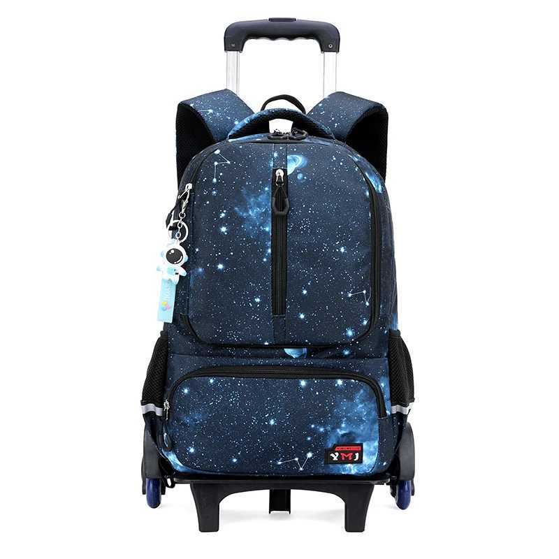 6 Wheels Rolling Backpacks for Boys Wheeled Bag Trolley Junior School Bags Travel Luggage Kids Bookbag mochil Y240820