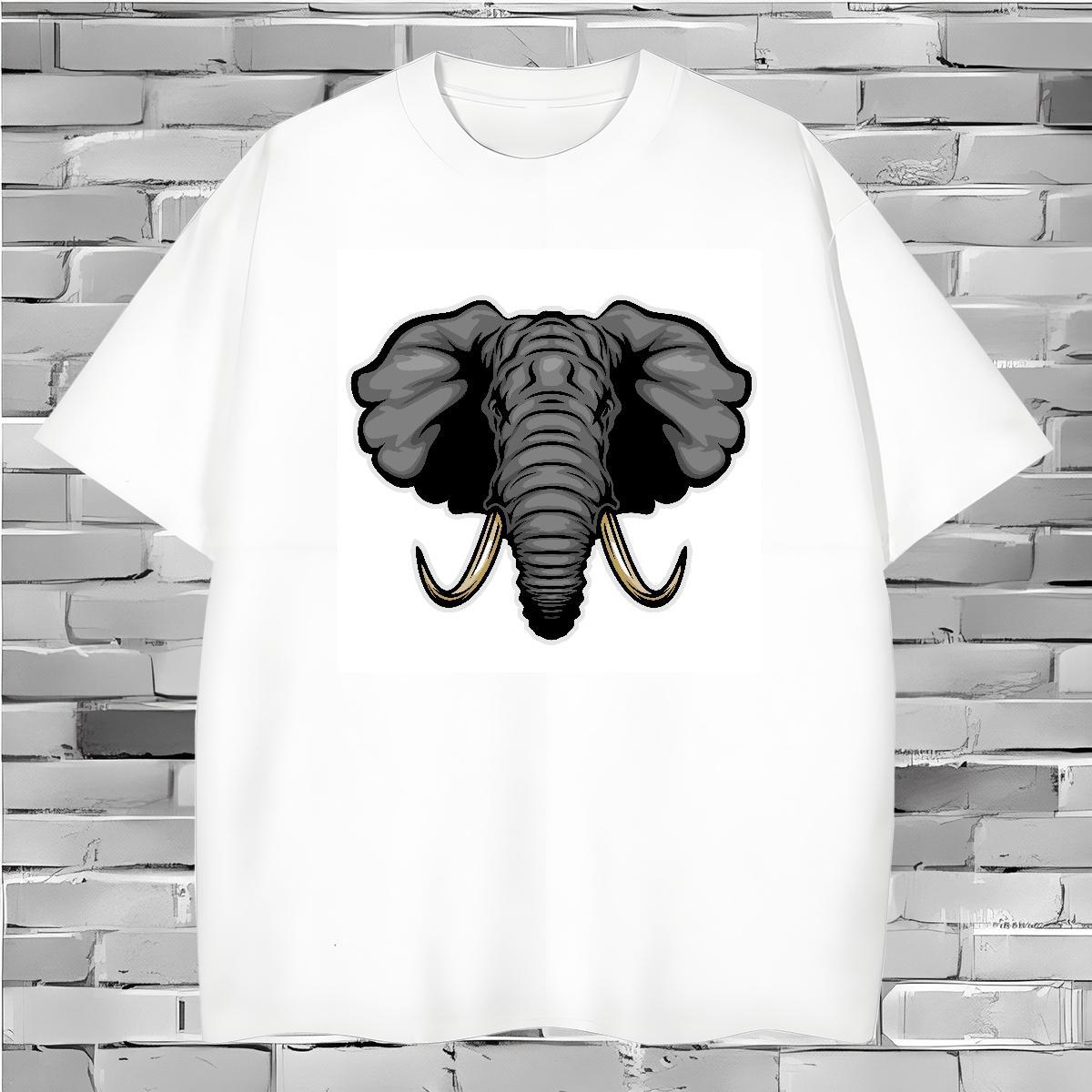 Designer Man T Shirts elephant Breathable Short Sleeve Hip Hop Custom Print Oversized 230g Pure Cotton Men Tops Tees DIY Polos