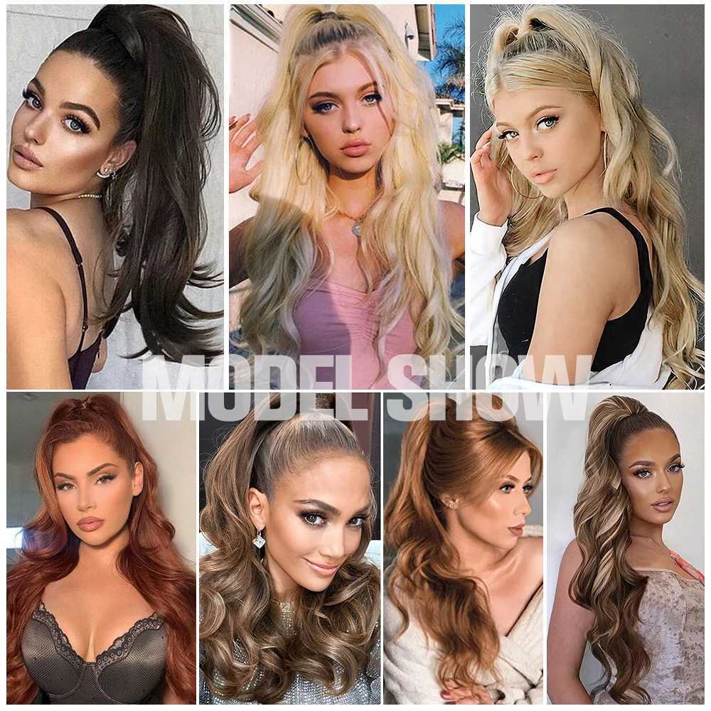 Synthetic ponytail extension wrapped flexibly around ponytail hair layered fake tail wig natural curly hair for women W240817