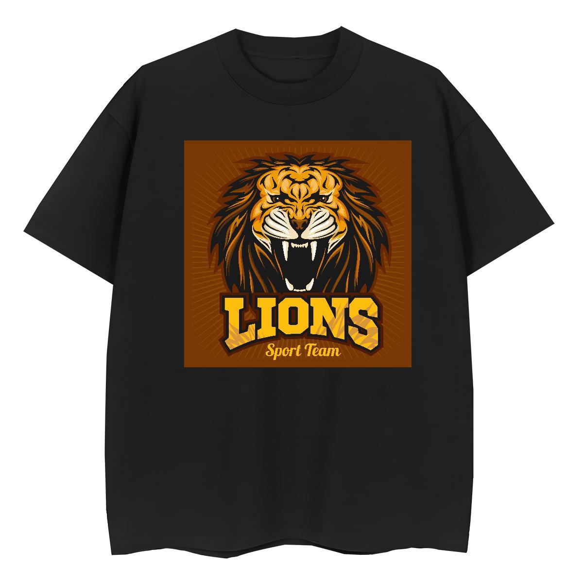 High Quality T shirt lion Short Sleeve O-Neck Sports Casual Custom Printed 230g Pure Cotton Tshirt for Man Woman Fashion Tees