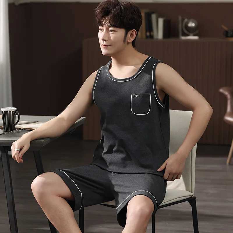 L-4XL Mens Molded Cool Pajama Set Summer Round Neck Shorts Molded Pajamas Fashion Gentlemens Pajamas Elegant PajamasW240719