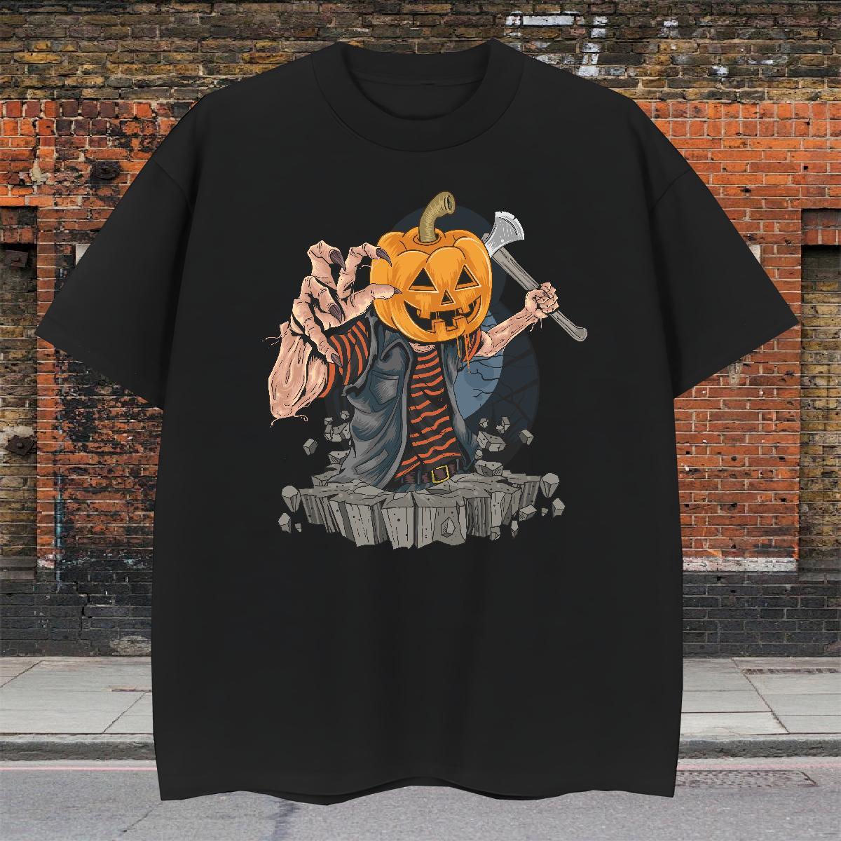 Free Shipping T shirt halloween Breathable Crew Neck Sports Casual DIY Anime 230g Pure Cotton Men Tshirts Fashion Casual Top Tees