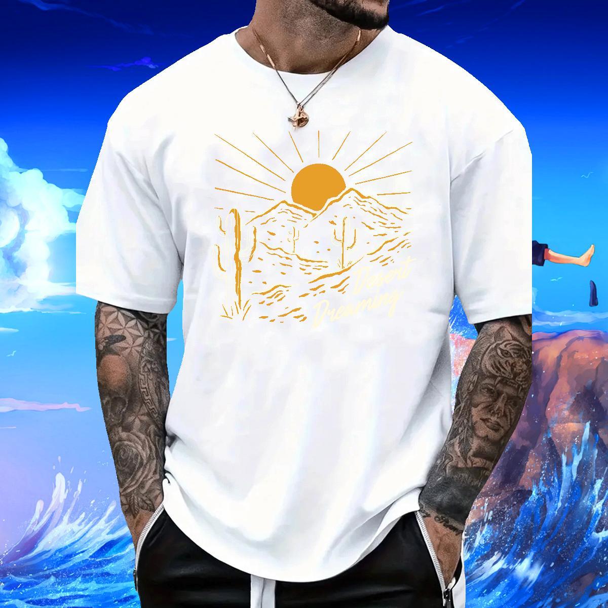 Popular Couples T Shirts Hip Hop Street 230g Pure Cotton Oversized 3XL 4XL Breathable Short Sleeve mountains T-Shirts for Men DIY Customized Tees