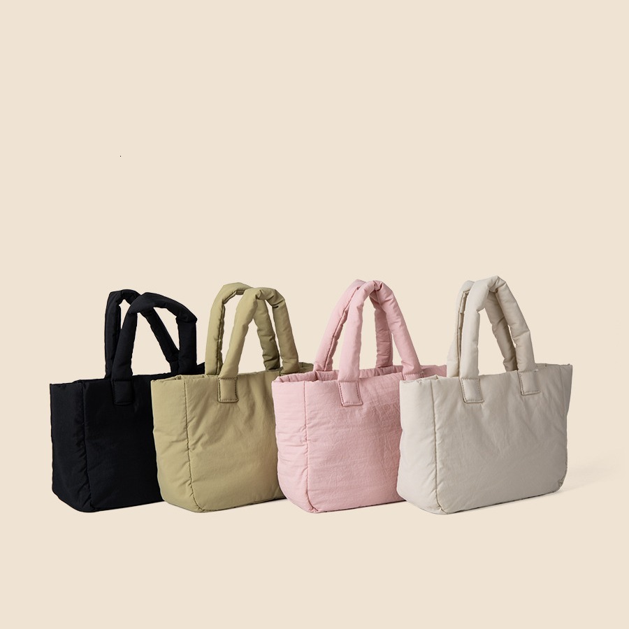 New 2024 Spring Cotton Candy Color Handheld Tote Bag Casual Commuting Nylon Large Capacity Handbag for Women