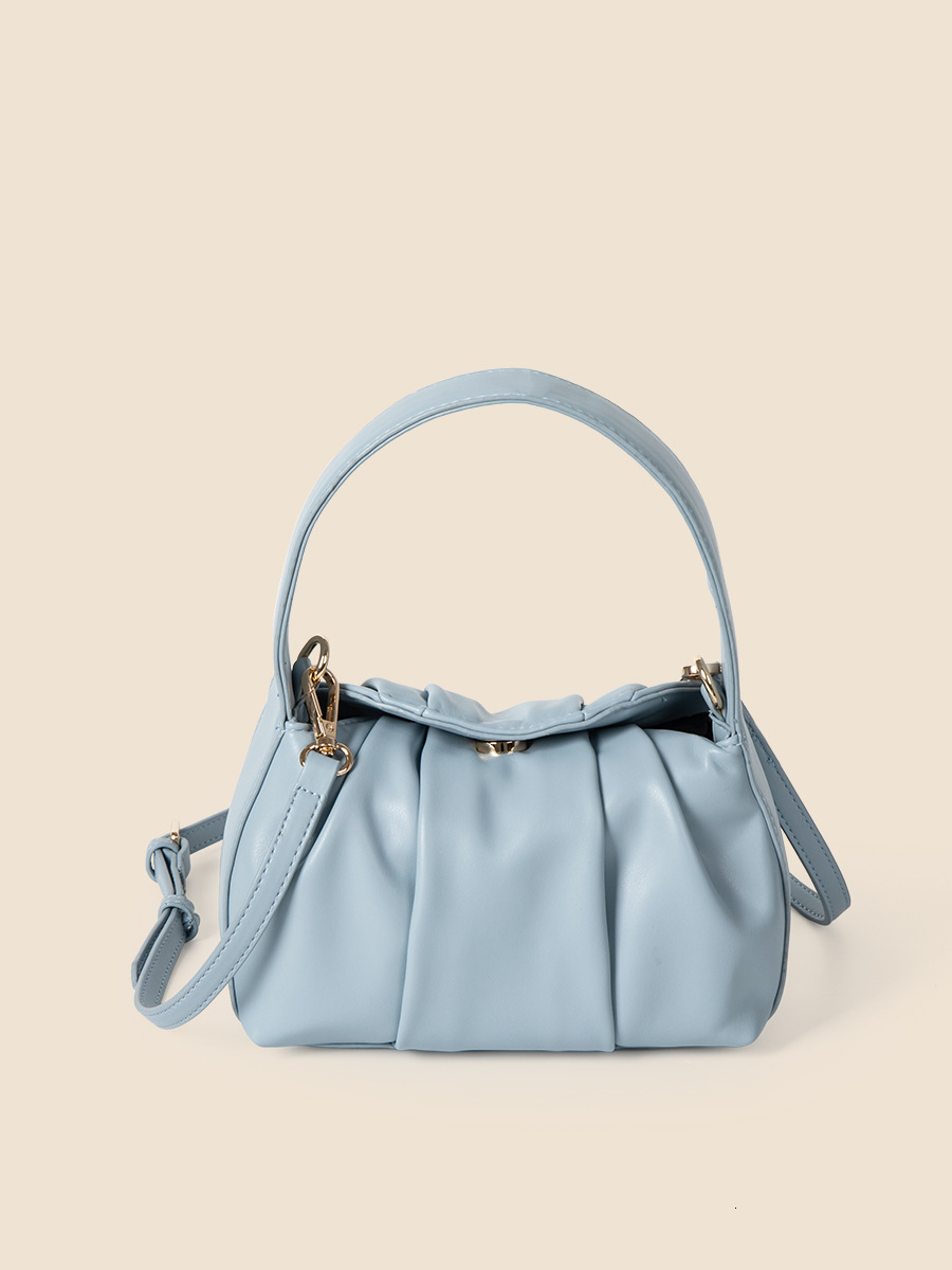 2024 New Folded Cloud Soft PU Fashionable Handheld Small Square Bag, Unique and High end Single Shoulder Crossbody Bag