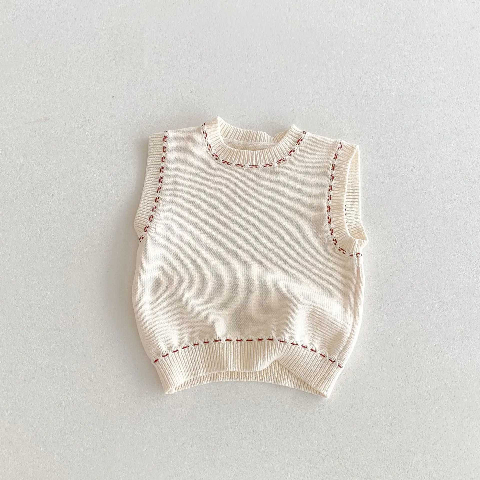 Autumn New Children Knitted Vest Solid Versatile Boys Girls Sleeveless Sweater Toddler Casual Pullover Tops Kids ClothesXJ240819