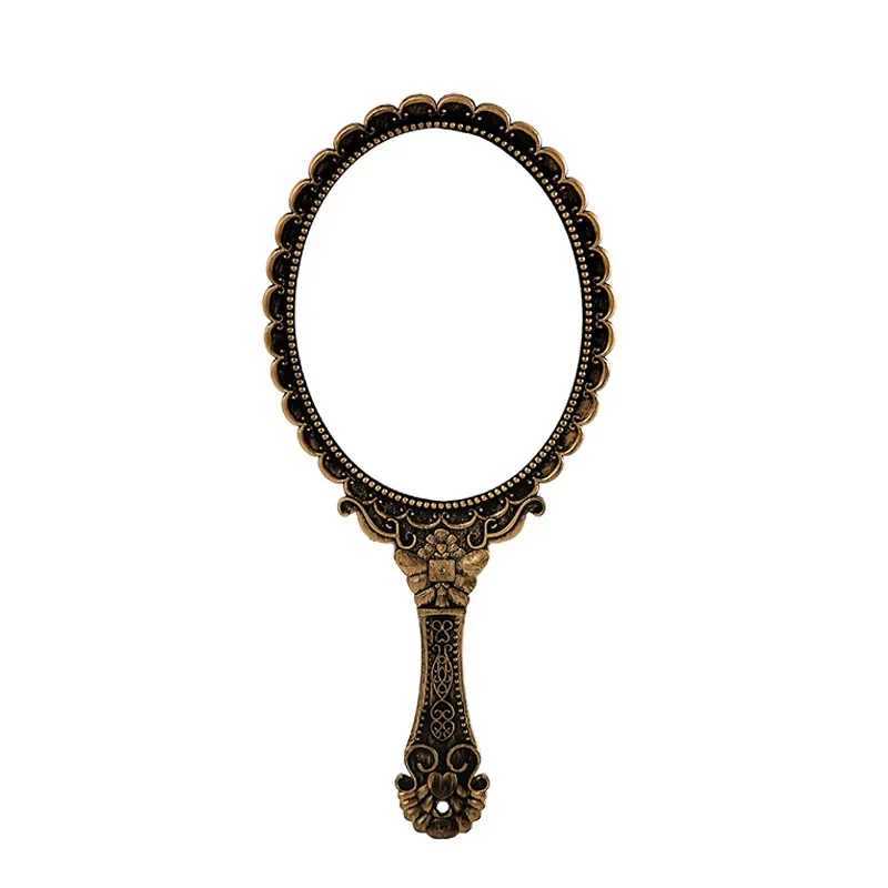 1 pcs Vintage Carved Handheld Vanity Mirror Makeup Mirror Hand Mirror Handle Cosmetic Y240819