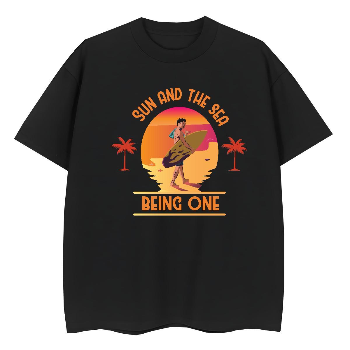 Classic Womens Tshirts Home Outdoor Breathable Short Sleeve Clothes Lady 230g Pure Cotton sea Custom Print Oversized T-Shirts