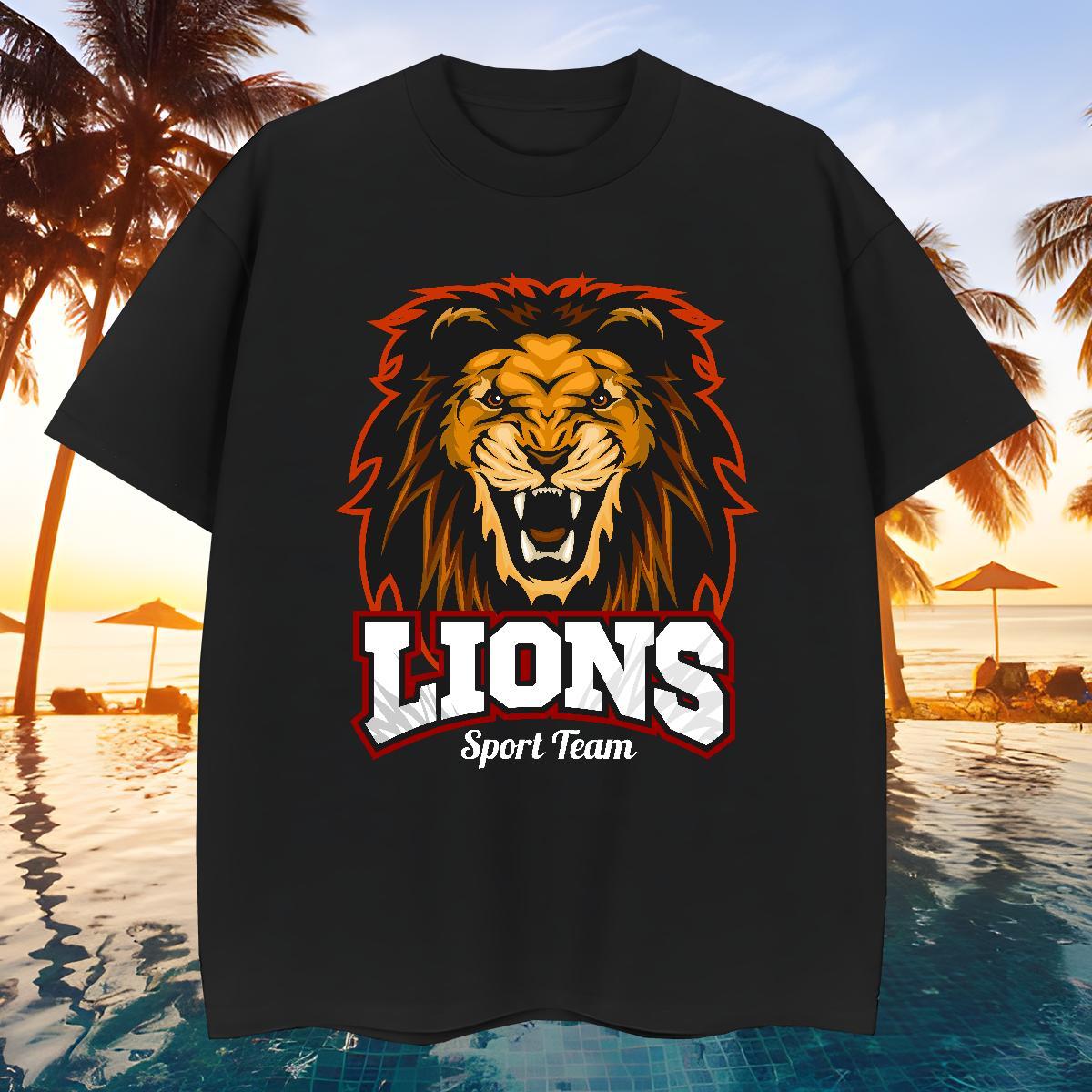 Designer T-Shirts lion Short Sleeve Soft Street Casual Anime 230g Cotton Tshirts Custom Top Tees