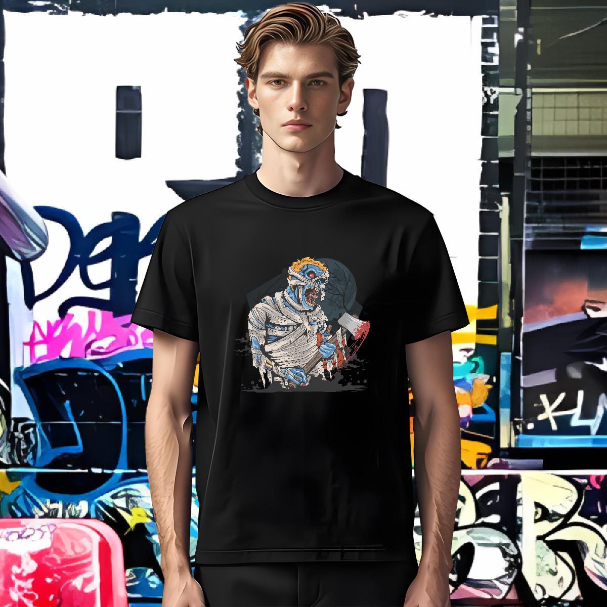 Fashion Casual Couples T Shirts zombie Spring Summer 230g Pure Cotton Tops Shirt Short Sleeve O-Neck Comfortable T Shirts Men Oversized