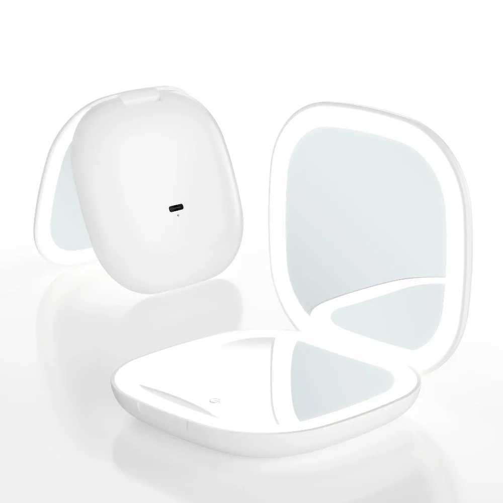 LED 5x 10X magnification double-sided folding portable makeup mirror with light Y240819