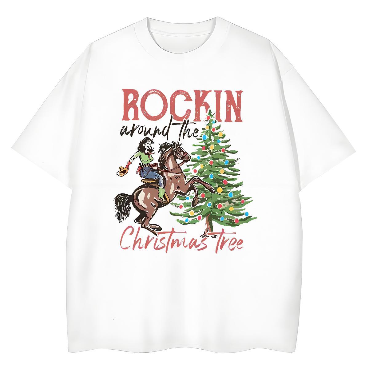 Cool Mens T Shirts Christmas tree Short Sleeve Soft Hip Hop Street DIY Printed 230g Cotton Men Tops Tees Fashion Designer Polos