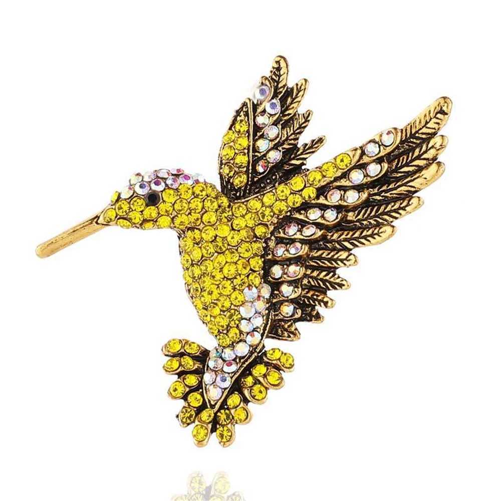 Womens colorful rhinestone hummingbird brooch vintage brooch party coat scarf jewelry clothing accessories brooch gift W240815