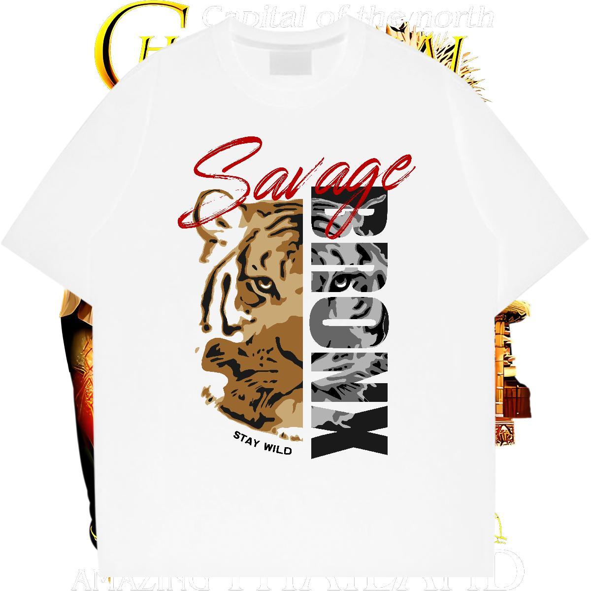 TOP Quality Mens T Shirts tiger Breathable Crew Neck Casual Beach Graphic 230g Cotton Couples T Shirts 2024 New Tees