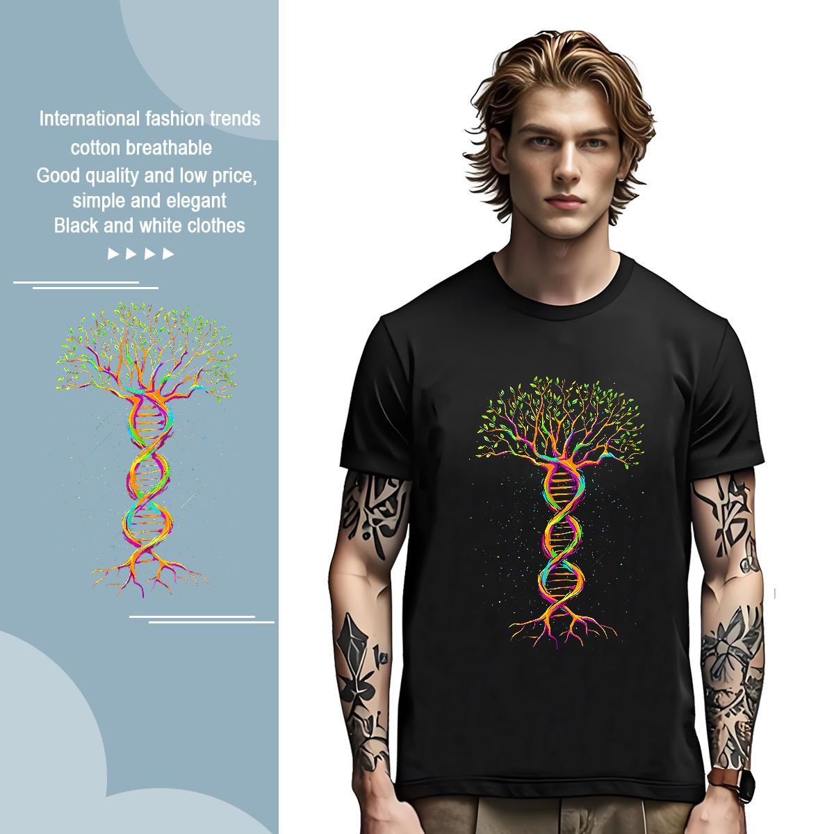 T-Shirts for Men 230g 100% Cotton tree Street Wear Crew Neck Breathable White Plus Size Tshirt for Man Woman 2024 Soft Tops