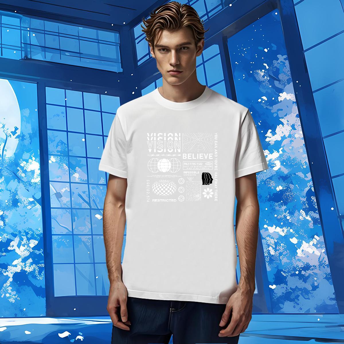 Loose Fit letter T-Shirts for Men Hip Hop Men Tees 230g 100% Cotton Custom Breathable Skull Wear