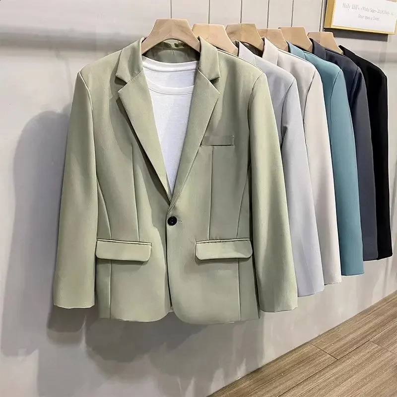Korean style n emotional Draped casual suit for spring and autumn weight loss Western mens fashion jacket 240819