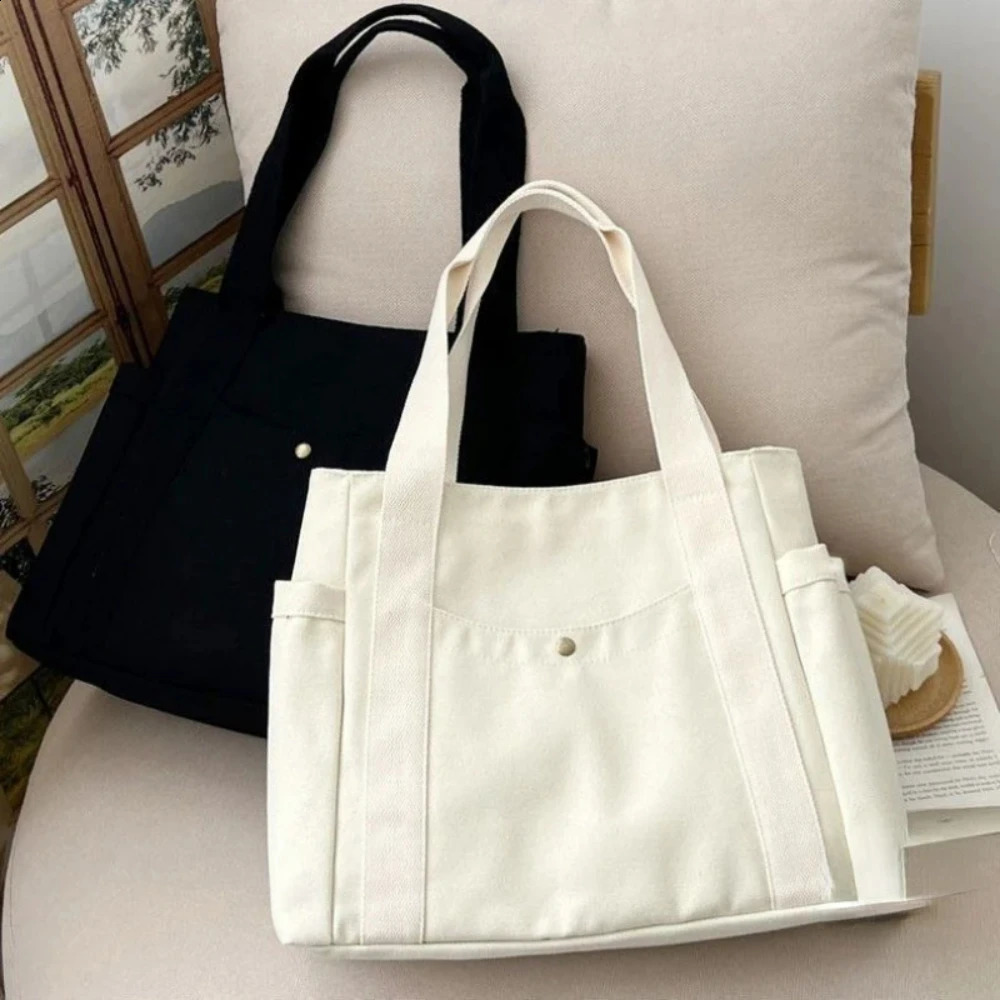 Large Capacity Canvas Tote Bags for Work Commuting Carrying Bag College Style Student Outfit Book Shoulder Shopping y240820