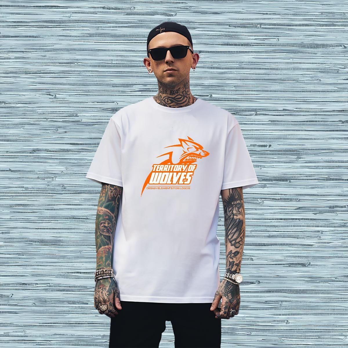 Loose Fit Men T Shirts wolf Short Sleeve O-Neck Hip Hop Custom Big Size 100% Cotton 230g Mens Tshirts New Arrival Tops Shirt