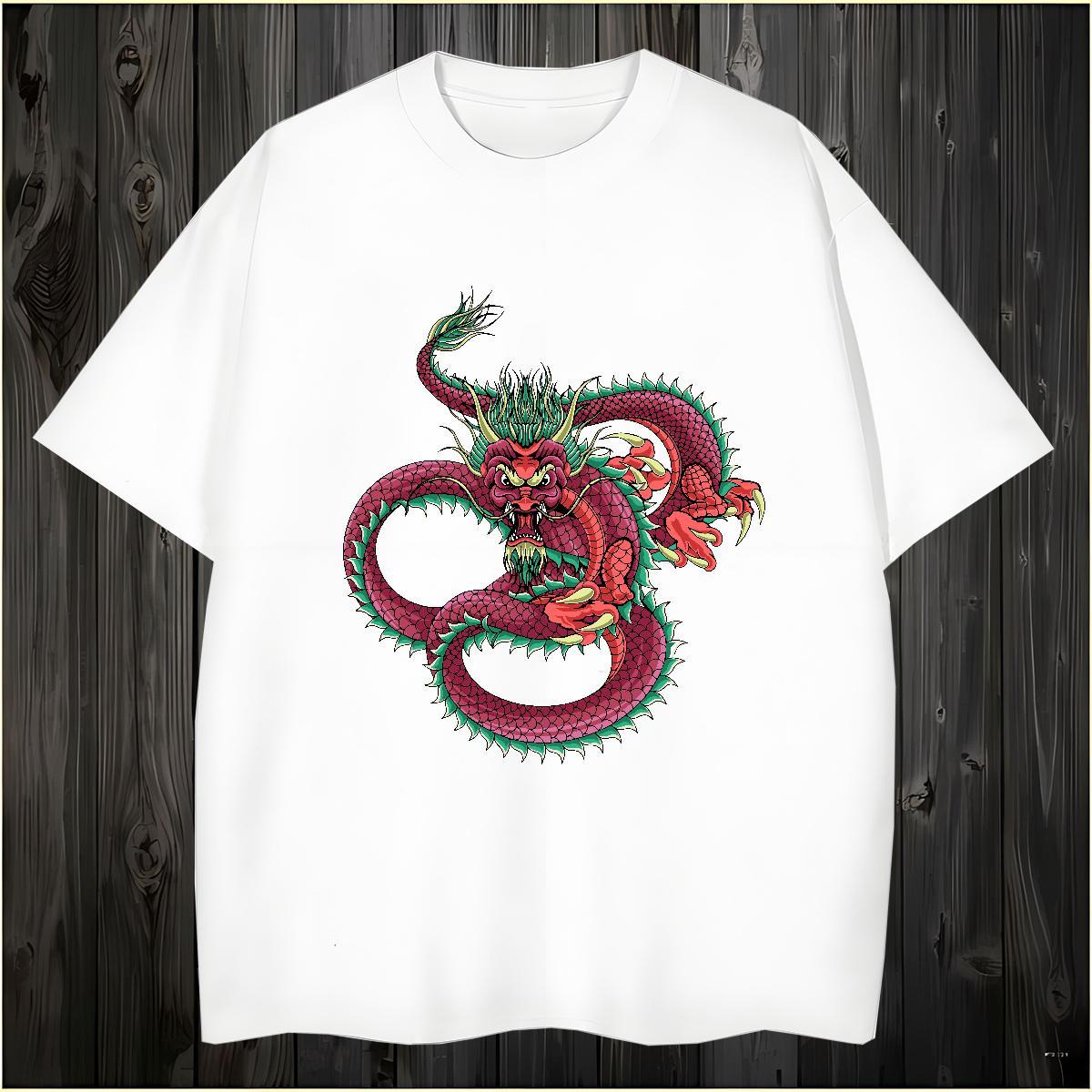 Cool Design dragon Men T Shirts Hip Hop Tshirt for Man Woman 230g Pure Cotton Wholesale Round Neck Short Sleeve Custom Cartoon Tshirts