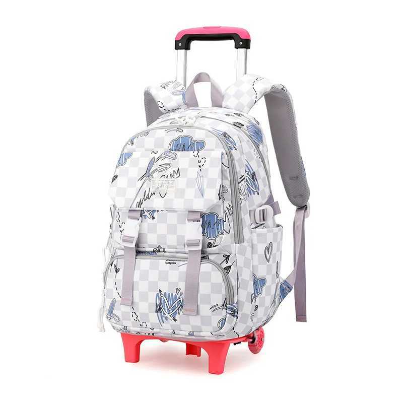 Kids School Backpack with Wheels Rolling Backpack for Girls Student Wheeled Backpack Trolley School Bag Travel Trolley Luggage Y240820
