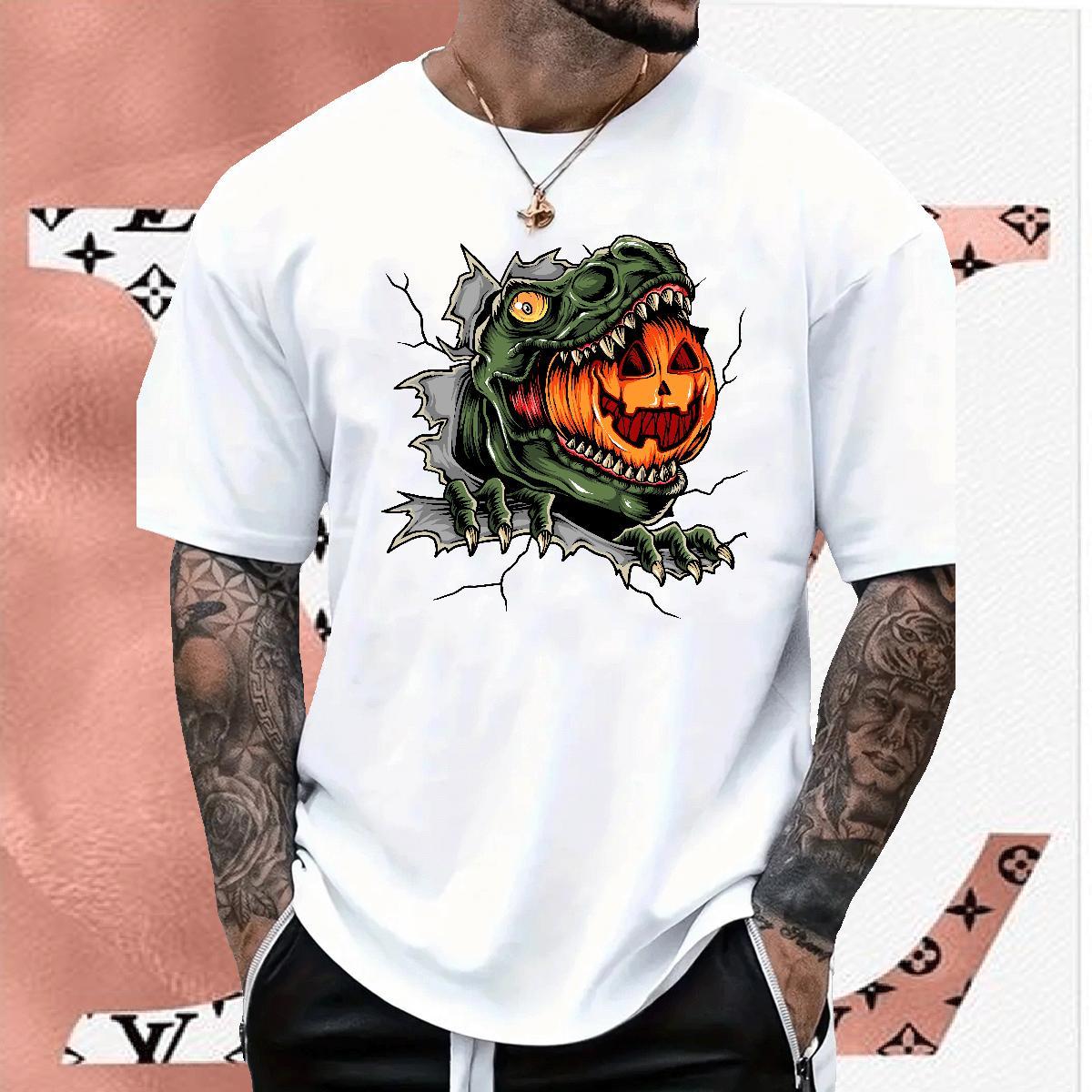 2024 Summer pumpkin Men Tshirts 230g Pure Cotton Man T Shirts Anime Casual Beach Breathable Short Sleeve High Quality Top Tees