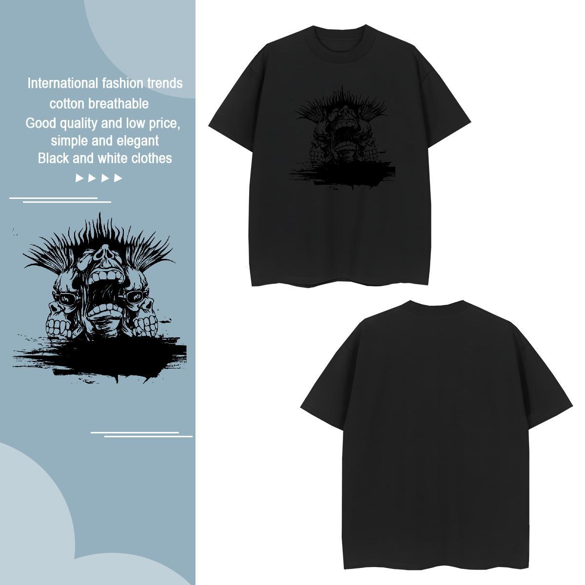 T Shirt For Man 230g Pure Cotton scary Street wear Hip Hop Breathable Soft DIY Printed Tshirts Fashion Casual Free Shipping Tees