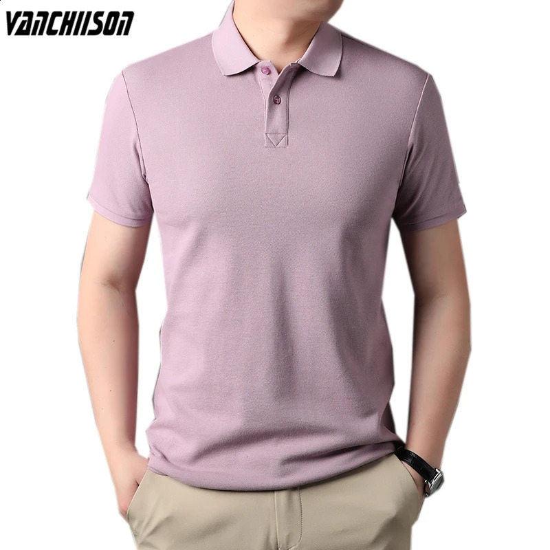100% Cotton Men Short Sleeve Polo Shirt Tops for Summer Solid Smart Casual Male Fashion Clothing 00791 240819