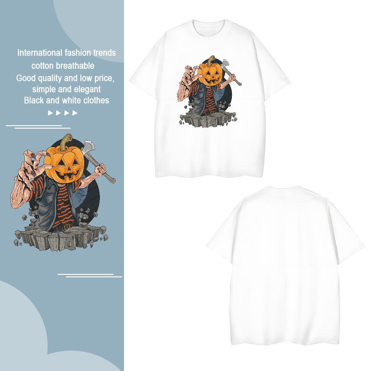 Cool Design T-Shirts pumpkin Breathable Crew Neck Sport Customized 230g 100% Cotton Men Clothes T-Shirt Fashion New Top Tees