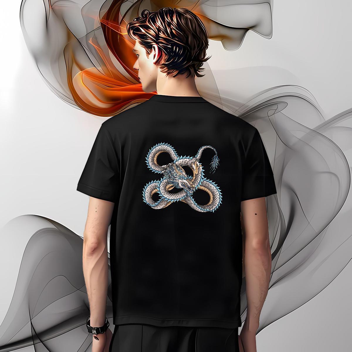 T Shirt For Man 230g Pure Cotton dragon Street wear Hip Hop Breathable Crew Neck Plus Size Custom Men Clothes T-Shirt Brand Cool Design Tops
