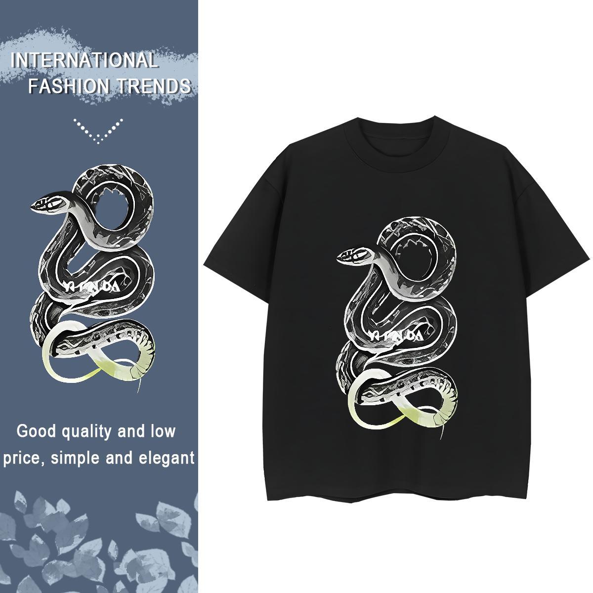 Designer Women Tshirts Sport O-Neck Short Sleeve Clothes Shirt Free Shipping 100% Cotton 230g snake Floral Print Womens T Shirts