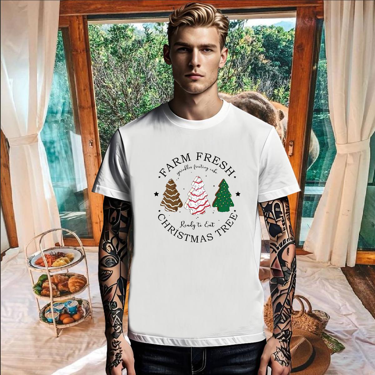 Designer christmas trees Men Tees 100% Cotton 230g T-Shirts for Men Custom Cartoon Casual Beach Round Neck Short Sleeve Loose Fit Clothings