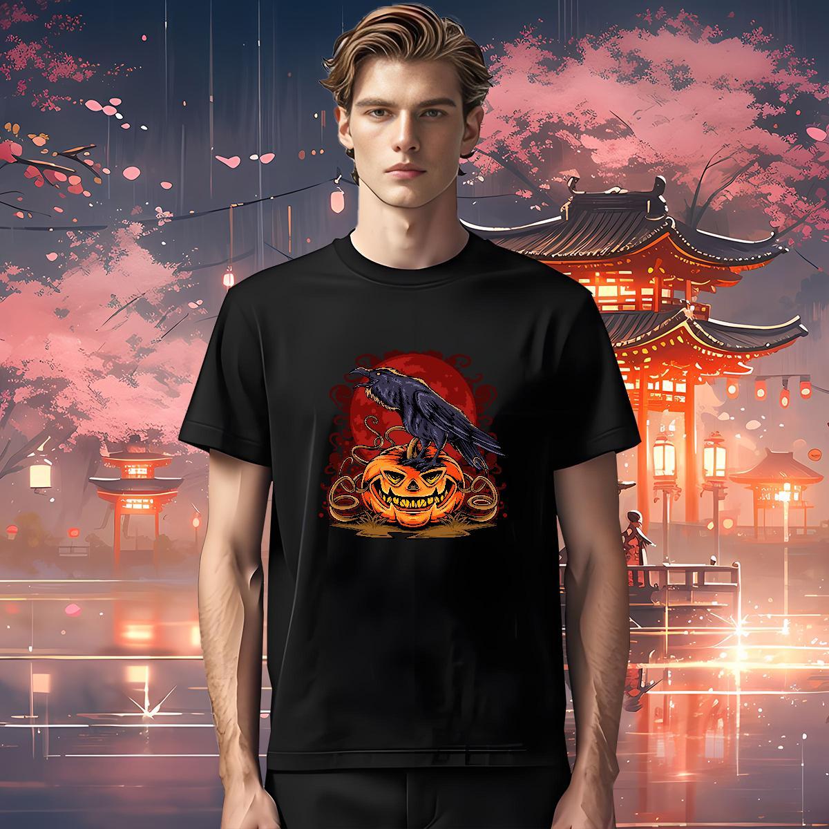 Custom Men Tops Tees pumpkin Street wear Hip Hop 100% Cotton 230g Clothings Short Sleeve O-Neck Cool Design Man T Shirts DIY Printed